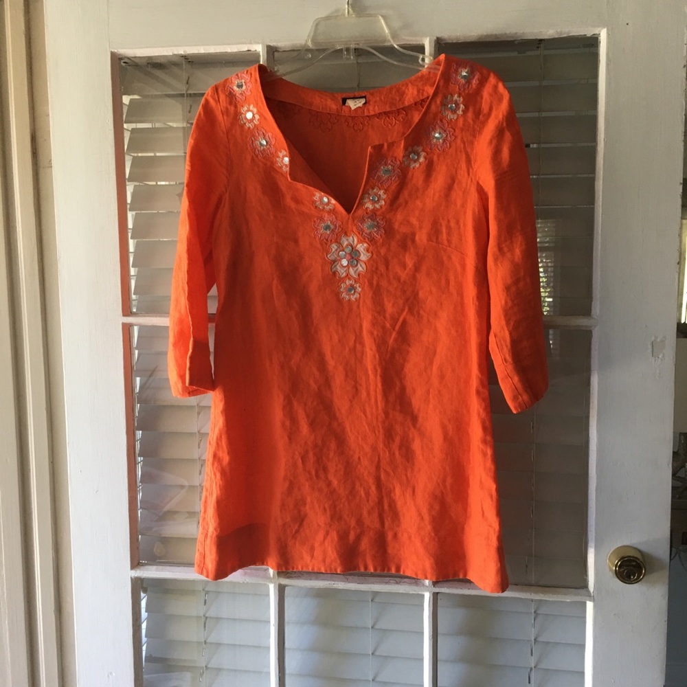 Jcrew orange linen tunic